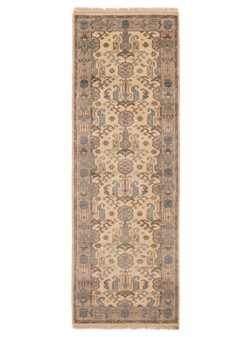 Indian Finest Agra Jaipur Hand-knotted Wool Runner Rug, 79 x 239 cm