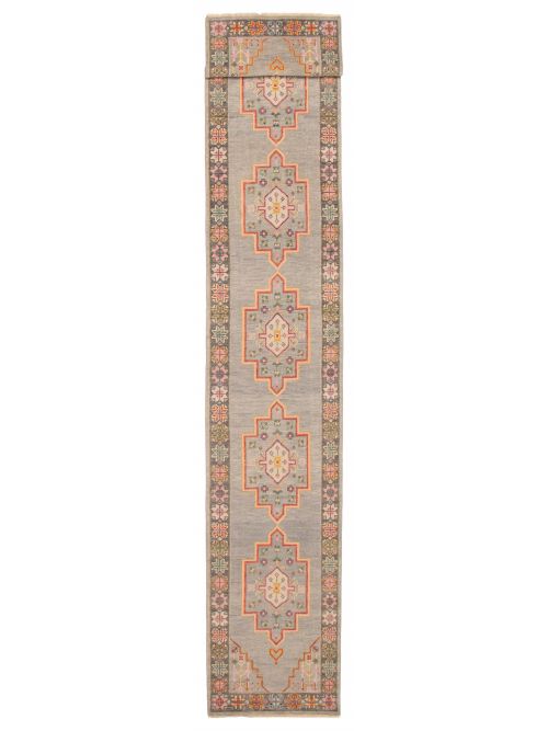 Indian Modern Oushak Hand-knotted Wool Runner Rug, 79 x 602 cm