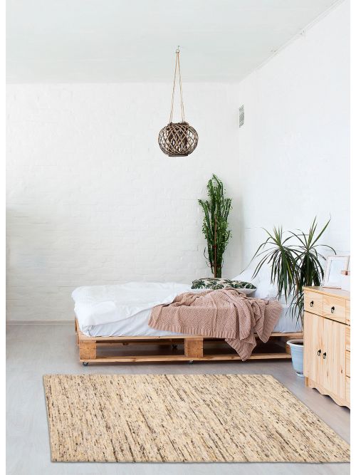 Indian Sienna 5'7" x 7'2" Braided Weave Wool Rug 