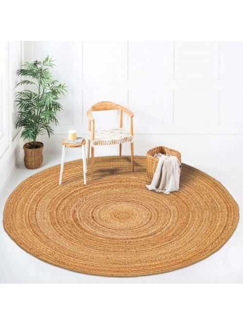 Indian Palas Denizli 5'0" x 5'0" Braided Weave Jute Rug 