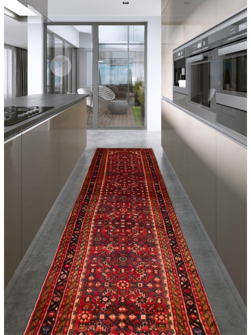 Persian Style 3'3" x 14'7" Hand-knotted Wool Runner Rug 