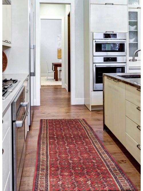 Persian Style 2'6" x 12'7" Hand-knotted Wool Runner Rug 