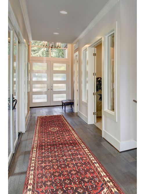 Persian Style 3'4" x 12'11" Hand-knotted Wool Runner Rug 
