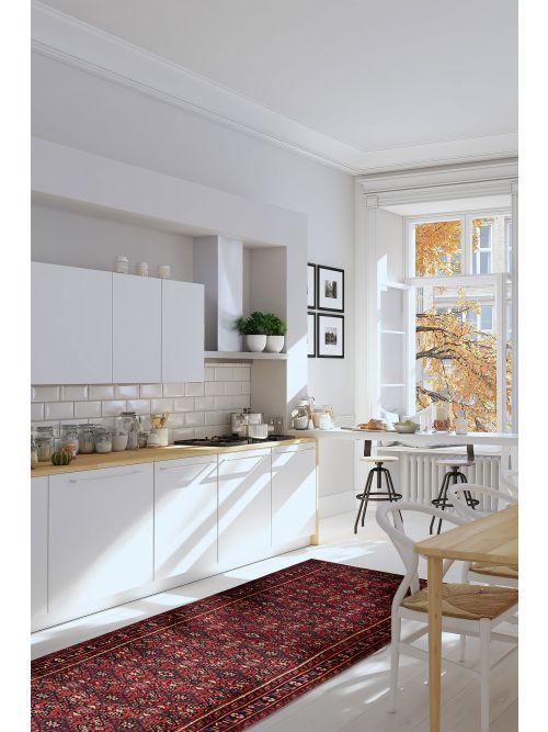 Persian Style 3'2" x 13'0" Hand-knotted Wool Runner Rug 