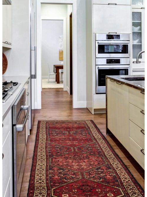 Persian Style 3'9" x 13'0" Hand-knotted Wool Runner Rug 