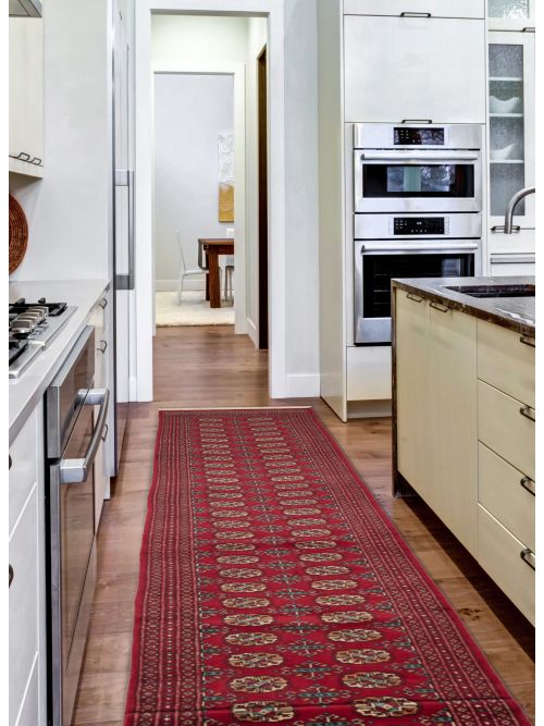 Pakistani Finest Peshawar Bokhara Hand-knotted Wool Runner Rug, 79 x 490 cm