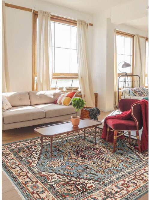Indian Serapi Heritage 7'9" x 9'11" Hand-knotted Wool Rug 
