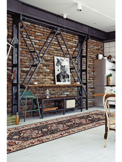 Indian Serapi Heritage Hand-knotted Wool Runner Rug, 76 x 297 cm