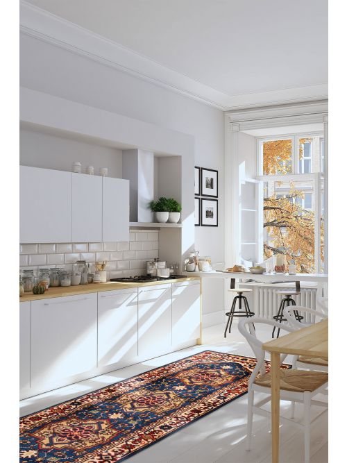 Indian Serapi Heritage Hand-knotted Wool Runner Rug, 76 x 244 cm