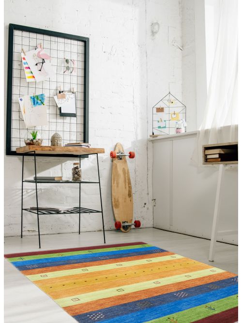 Indo Gabbeh 3'11" x 5'8" Hand Loomed Wool Rug 