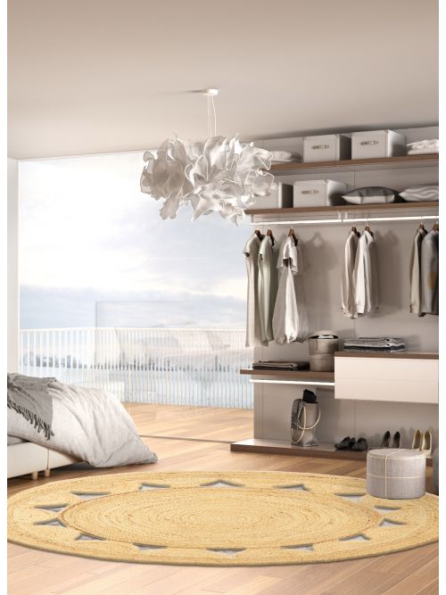 Indian Palas Denizli 4'0" x 4'0" Braided Weave Jute Rug 