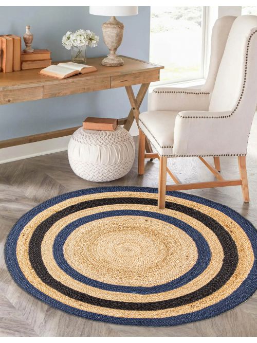 Tapis palas denizli 3'4" x 3'4" en jute filée à la main