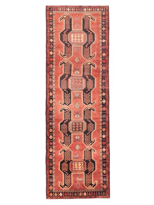 Persian Style 3'11" x 12'2" Hand-knotted Wool Runner Rug 