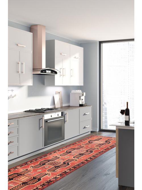 Persian Style 3'11" x 12'2" Hand-knotted Wool Runner Rug 