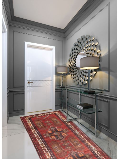 Persian Style 3'6" x 12'7" Hand-knotted Wool Runner Rug 