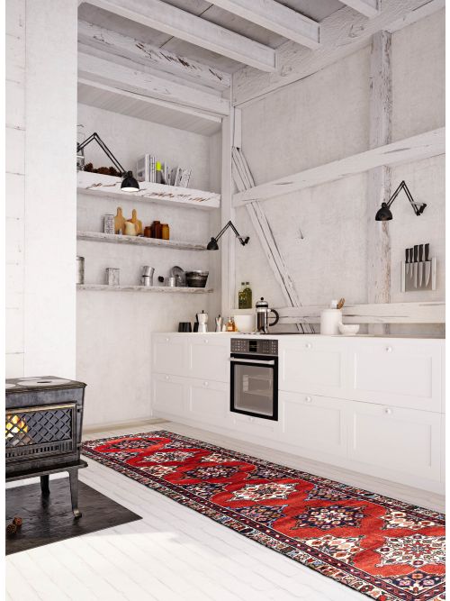 Persian Style 1'8" x 9'2" Hand-knotted Wool Runner Rug 