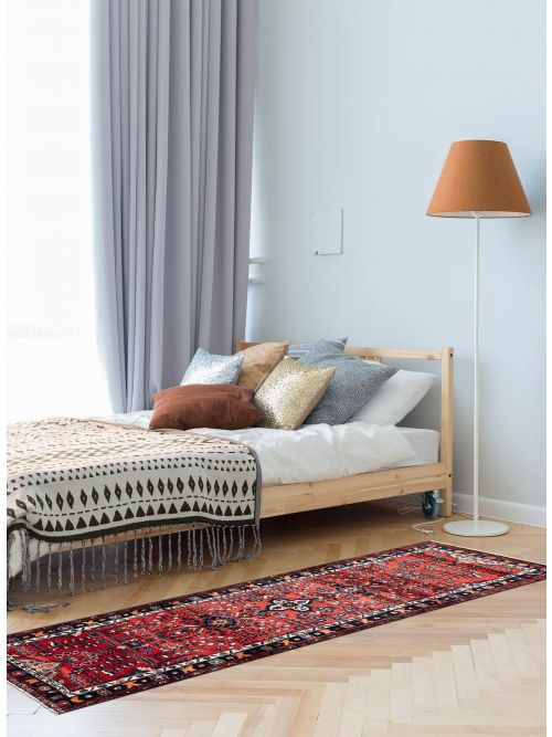 Persian Style 3'7" x 10'7" Hand-knotted Wool Runner Rug 