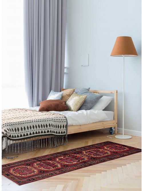 Persian Style 3'7" x 10'6" Hand-knotted Wool Runner Rug 