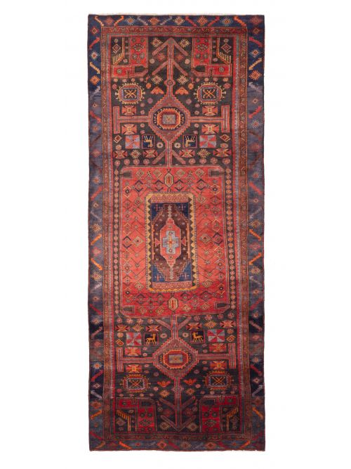 Persian Style 4'2" x 10'6" Hand-knotted Wool Runner Rug 