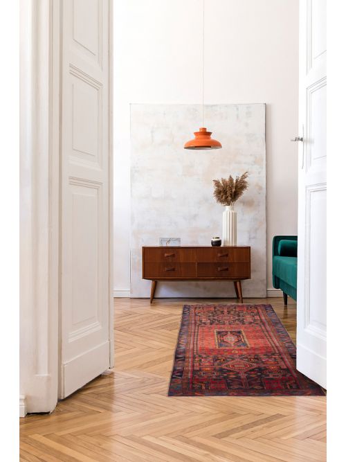 Persian Style 4'2" x 10'6" Hand-knotted Wool Runner Rug 