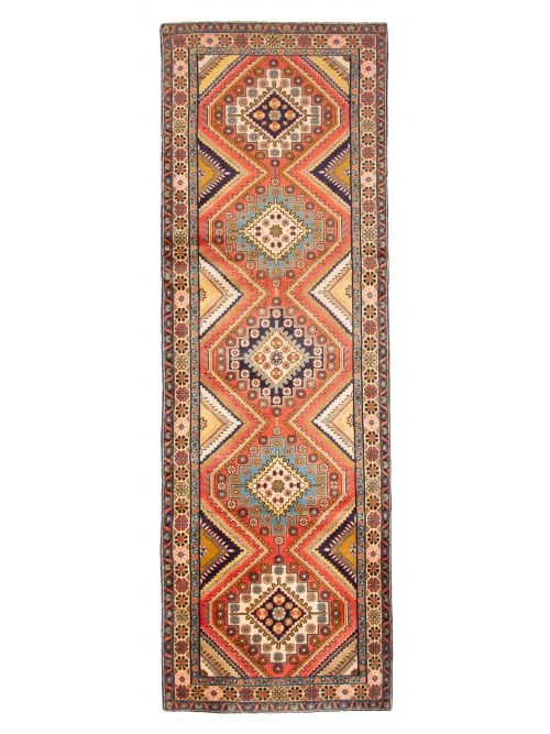 Persian Style 3'4" x 10'10" Hand-knotted Wool Runner Rug 