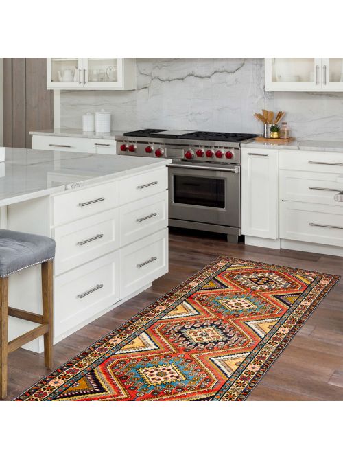 Persian Style 3'4" x 10'10" Hand-knotted Wool Runner Rug 