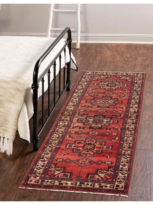 Persian Style 3'5" x 9'2" Hand-knotted Wool Runner Rug 