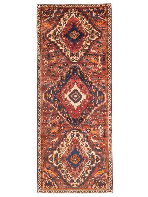 Persian Style 4'0" x 10'9" Hand-knotted Wool Runner Rug 