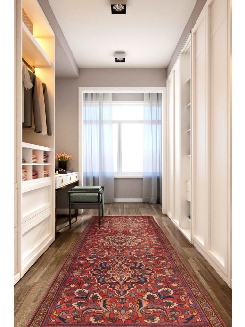 Persian Style 3'0" x 10'10" Hand-knotted Wool Runner Rug 