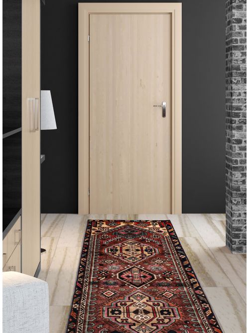 Persian Style 3'7" x 9'3" Hand-knotted Wool Runner Rug 