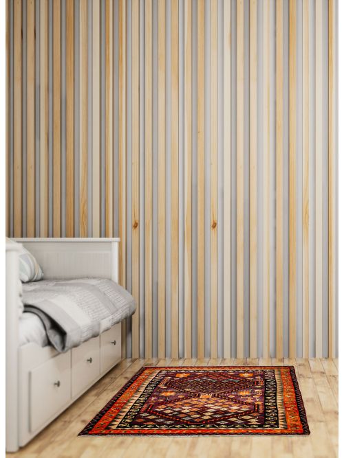 Tapis melis vintage 4'10" x 4'11" en laine