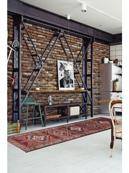 Persian Style 3'7" x 11'6" Hand-knotted Wool Runner Rug 