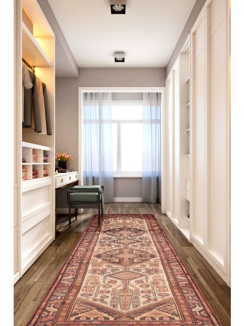 Persian Style 3'7" x 10'9" Hand-knotted Wool Runner Rug 