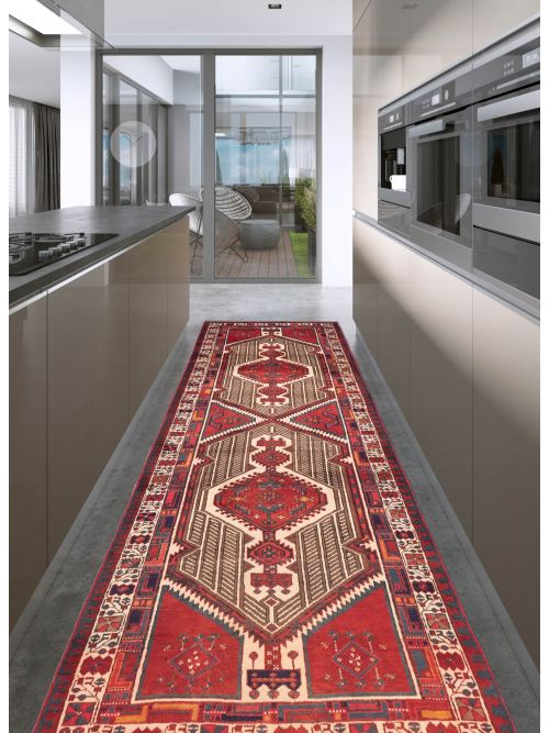Persian Style 3'6" x 11'1" Hand-knotted Wool Runner Rug 