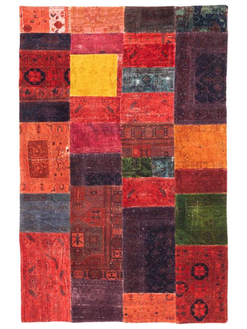 Tapis vif et coloré patchwork 5'5" x 8'3" en laine