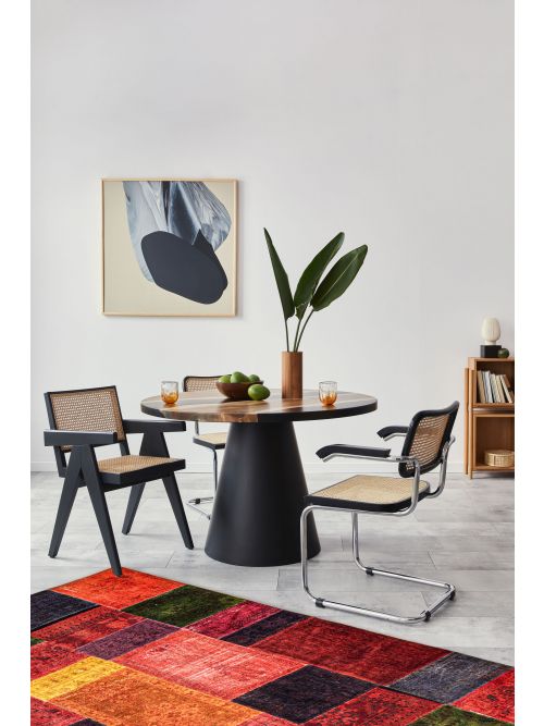 Tapis vif et coloré patchwork 8'1" x 9'10" en laine