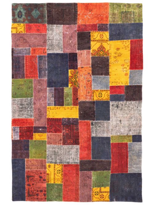 Tapis vif et coloré patchwork 6'8" x 10'6" en laine