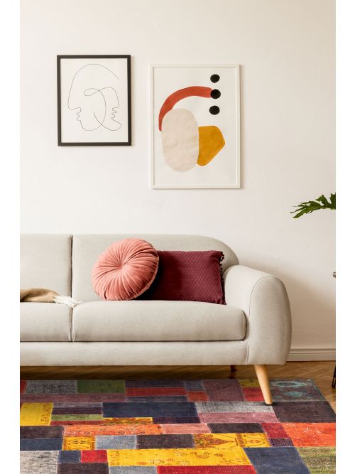 Tapis vif et coloré patchwork 6'8" x 10'6" en laine