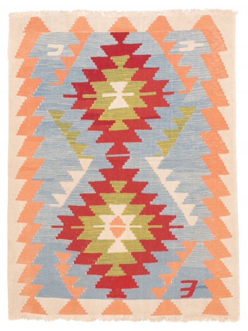Kilim vif et coloré 4'3" x 6'6" en laine