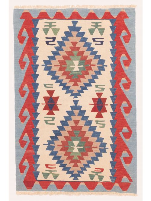 Kilim vif et coloré 3'8" x 5'7" en laine