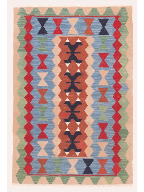 Kilim vif et coloré 3'9" x 5'8" en laine