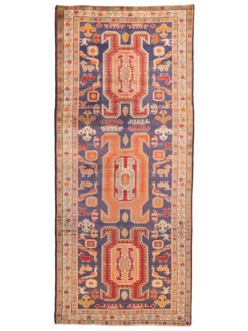 Persian Style 4'7" x 10'9" Hand-knotted Wool Runner Rug 