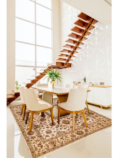 Indian Jamshidpour Hand-knotted Silk & Wool Rug, 241 x 305 cm