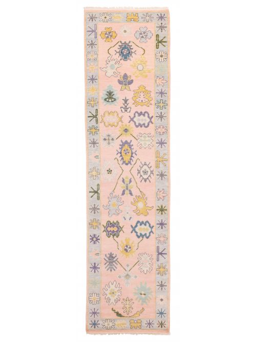 Indian Modern Oushak 3'2" x 12'2" Hand-knotted Wool Runner Rug 