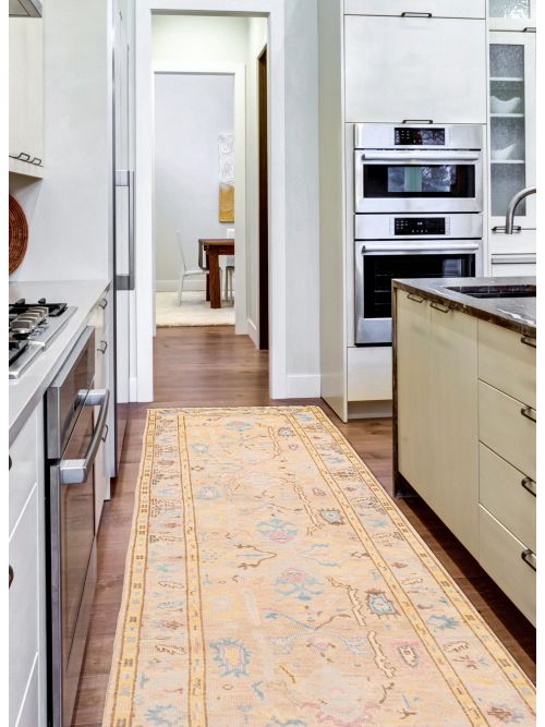 Tapis oushak moderne 3'1" x 12'2" en laine