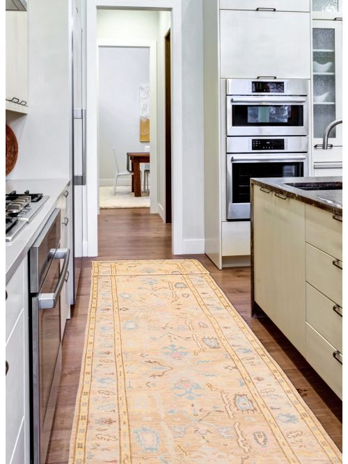 Tapis oushak moderne 3'2" x 20'0" en laine