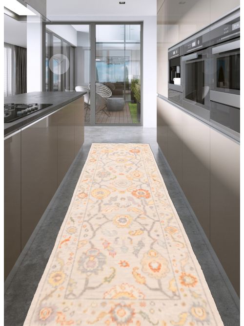 Indian Modern Oushak Hand-knotted Wool Runner Rug, 79 x 246 cm
