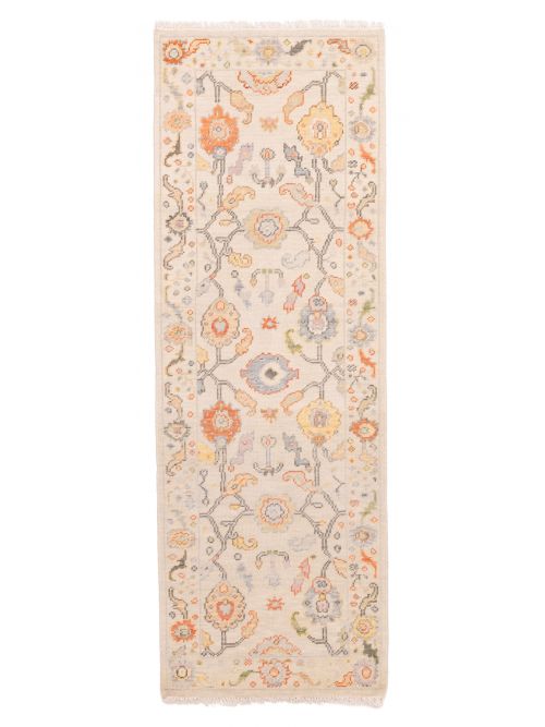 Indian Modern Oushak Hand-knotted Wool Runner Rug, 76 x 244 cm