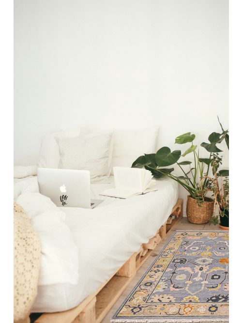 Indian Modern Oushak Hand-knotted Wool Rug, 91 x 155 cm