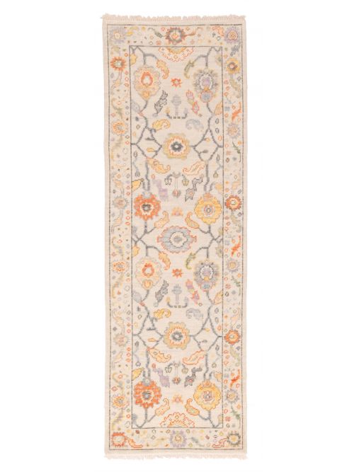 Indian Modern Oushak Hand-knotted Wool Runner Rug, 79 x 239 cm